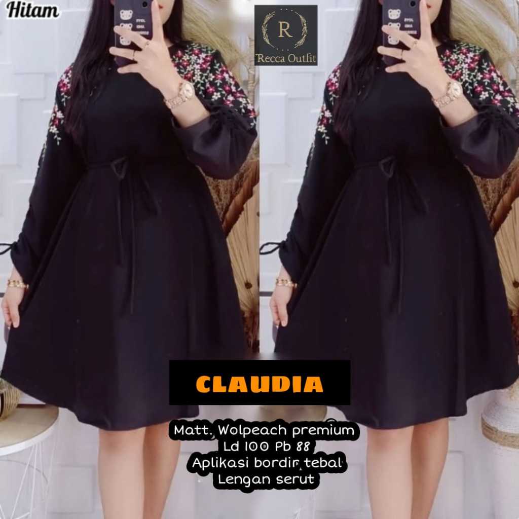 Baju Atasan Tunik Wanita Putih Bordir Bunga LD 100 Claudia Cewe Remaja Bahan Wolpeach Recca
