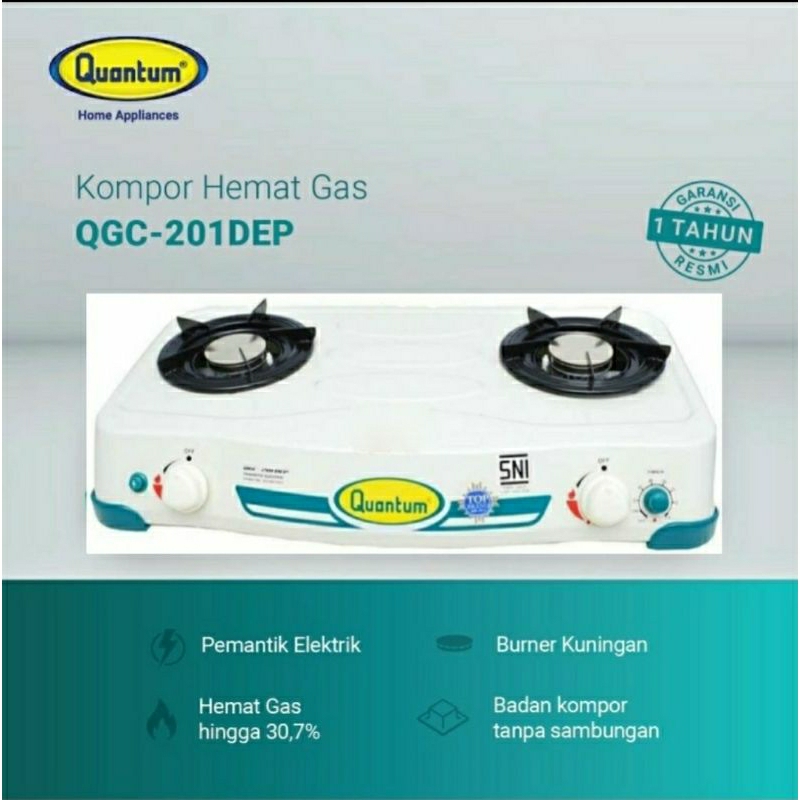 Quantum QGC-201 DEP Kompor Gas 2 Tungku Pemantik Electric + Analog Timer Garansi Resmi SNI