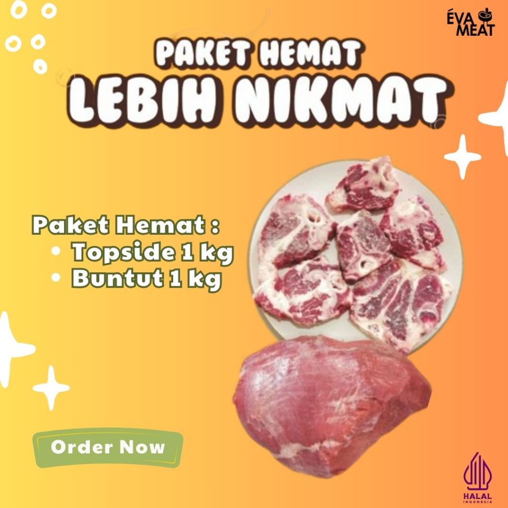

Paket Diskon Daging Sapi + Buntut Sapi / Paket Topside Oxtail / Daging Sapi / Buntut Sapi