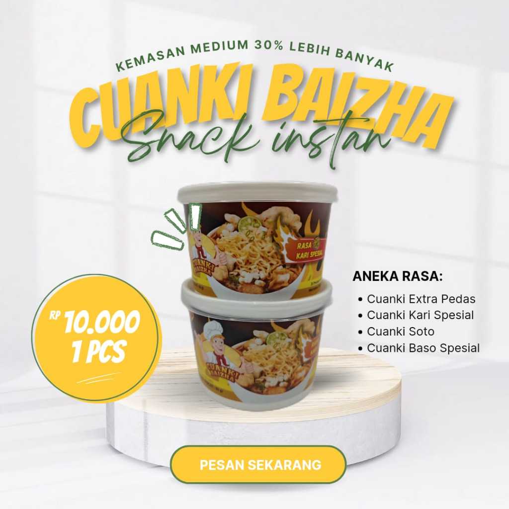 

Cuanki Instan Baizha Kemasan Medium 500 ml 4 Varian Rasa Spesial