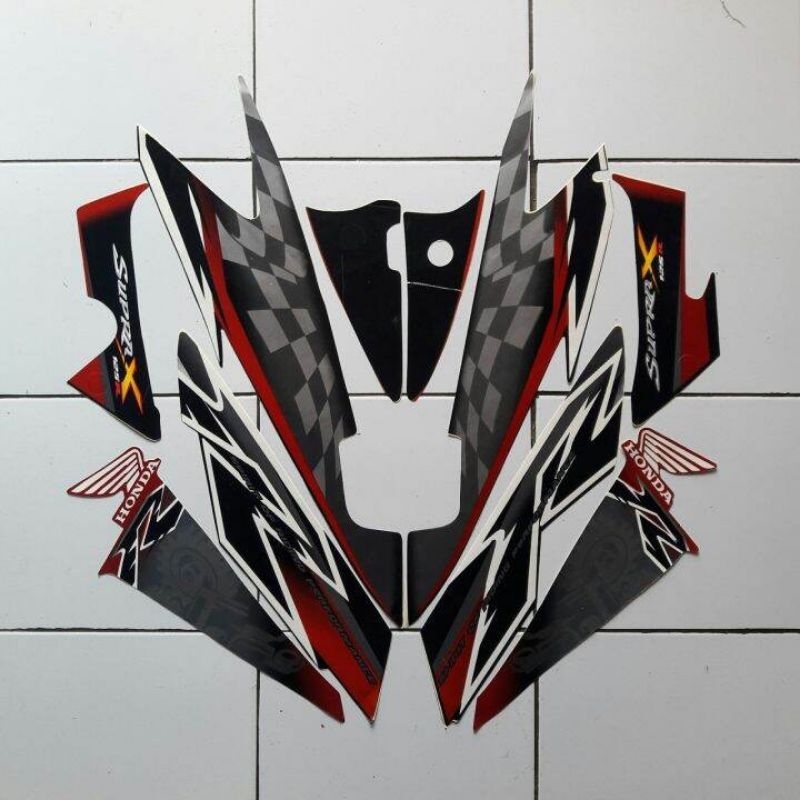 Striping stiker motor honda supra x 125R tahun 2008 2009 list body supra x 125 full set standart sti