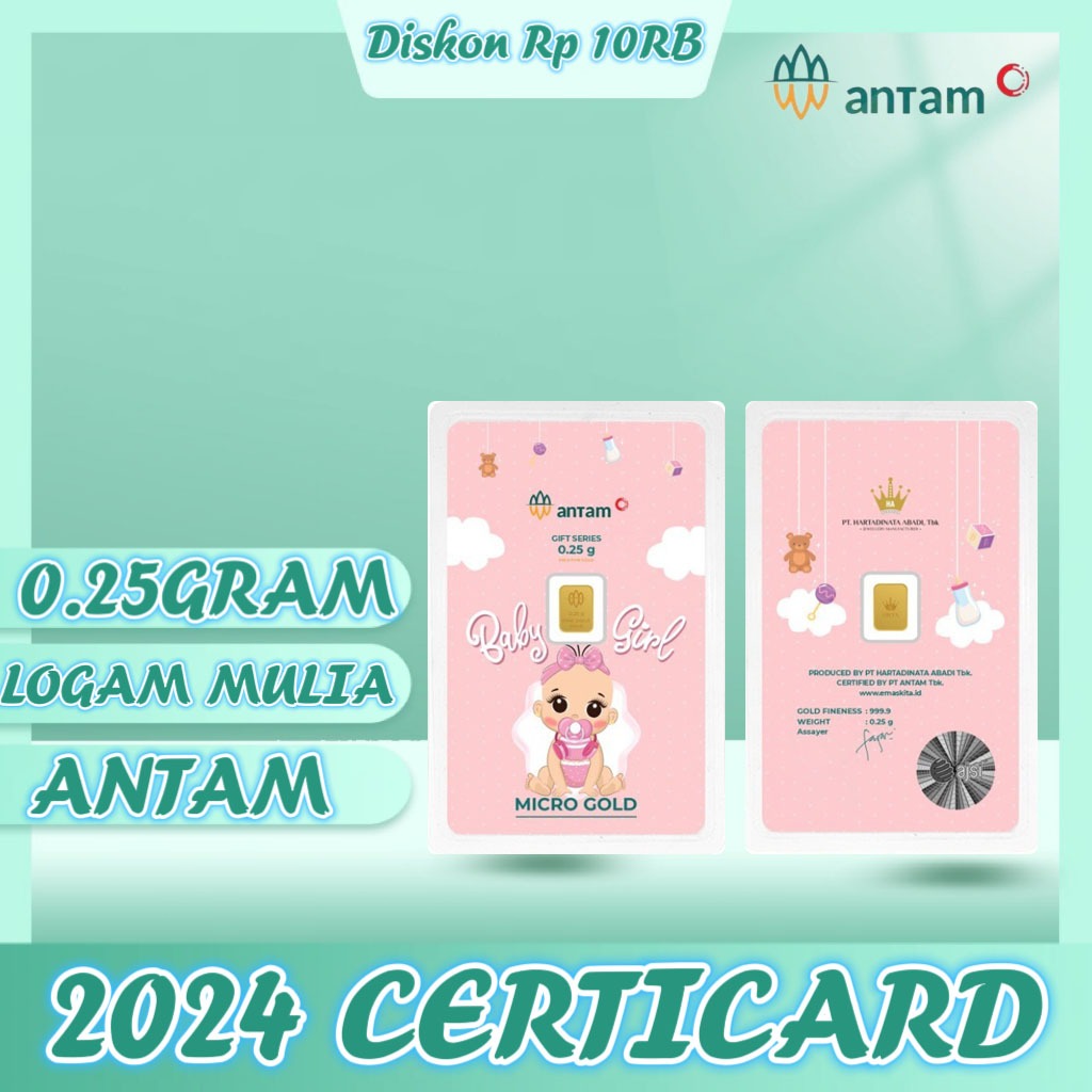 （Dalam stok）Gold Logam Mulia Antam x Hartadinata 0.25 Gram Antam Emas 0.25gr bayi perempuan series