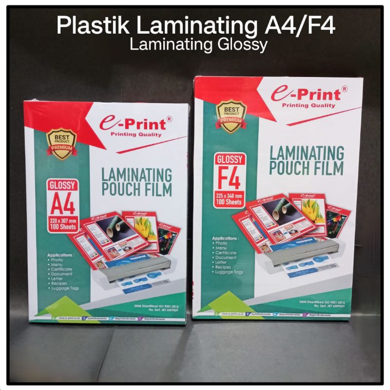 

10 Lembar Plastik Laminating A4/F4 E-Print