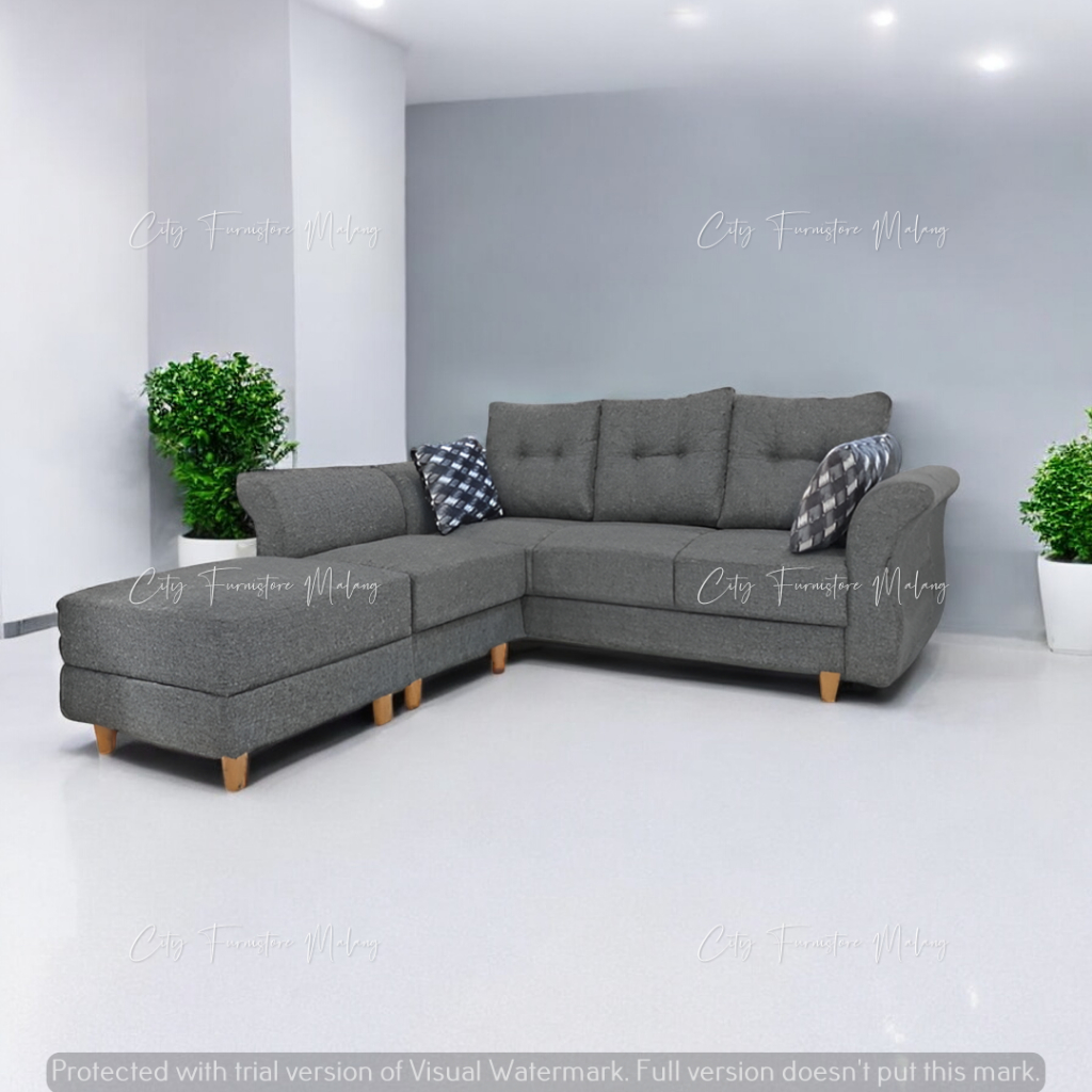 sofa L minimalis murah kursi tamu sudut pasadena promo malang