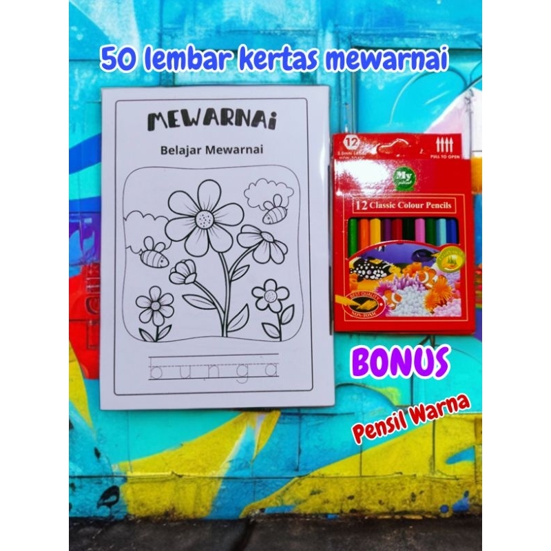 

Kertas mewarnai 50 lembar Bonus pensil Warna