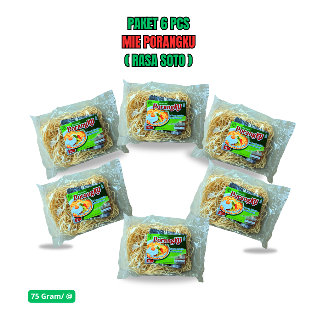 PAKET 6 PCS Fasomi Mie PorangKU | Mie Instan Porang Mie Sehat Tanpa Pengawet Rasa Soto