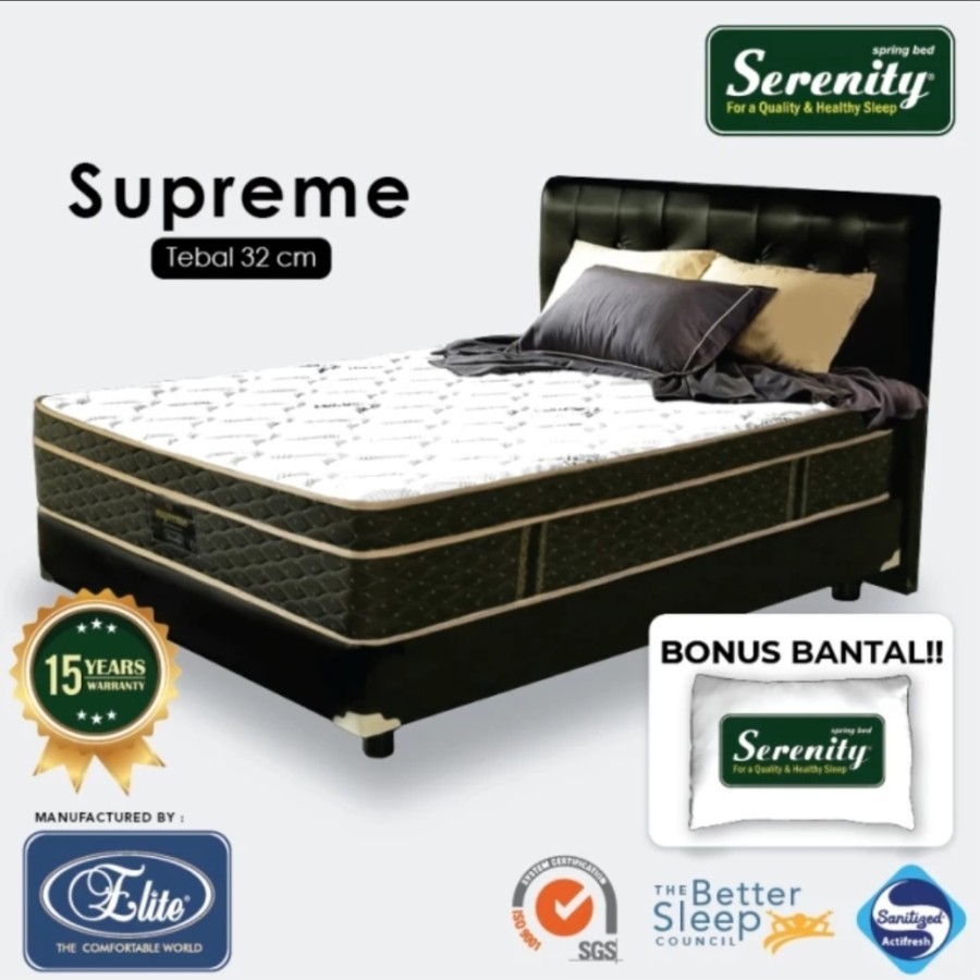 Kasur Springbed Spring bed ELITE SERENITY SUPREME Plushtop tebal 32 cm Empuk Nyaman Murah Promo Mewa