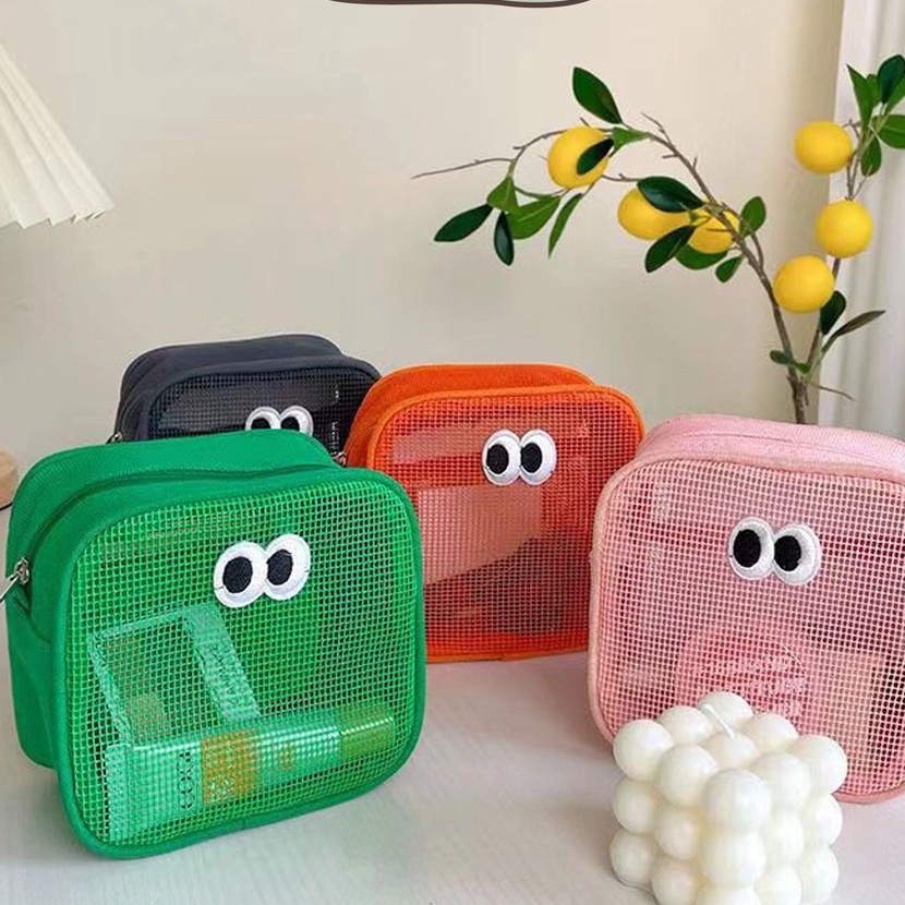 

HJ6 MILOLI POUCH KOSMETIK JARING EYES Storage Box Travel Kotak Pensil Aesthetic Tempat Pensil F5