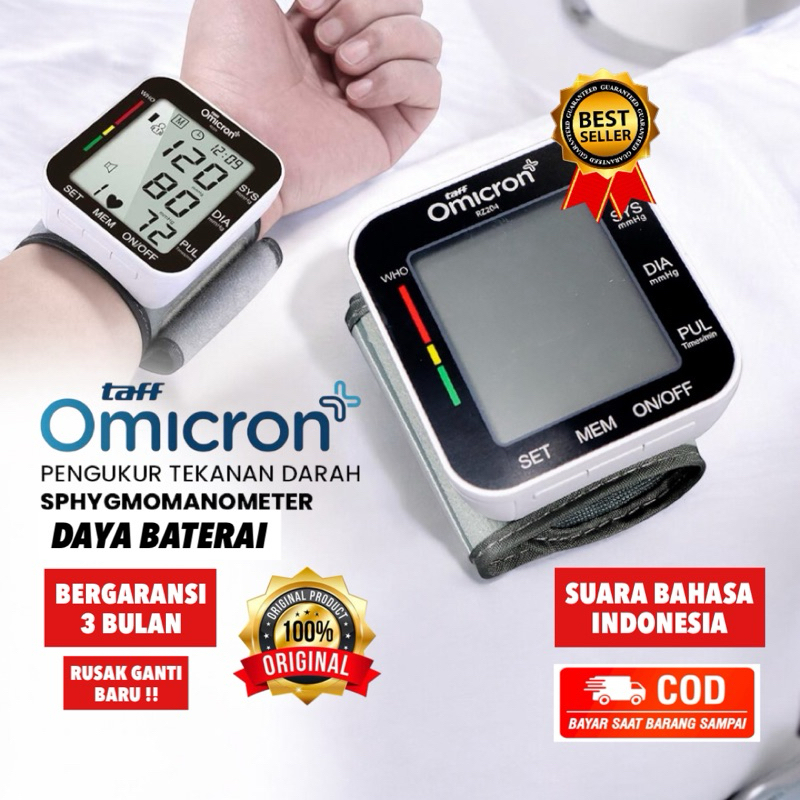 Taff Omicron RZ-204  BAHASA INDONESIA Alat Ukur Tekanan Darah Tensimeter Digital Pergelangan Tangan 