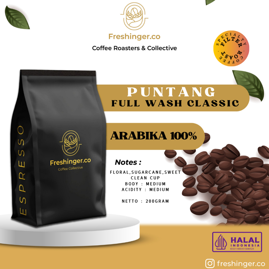 

Arabika Puntang Full Wash Specialty Coffee (Biji/Bubuk) 200gram