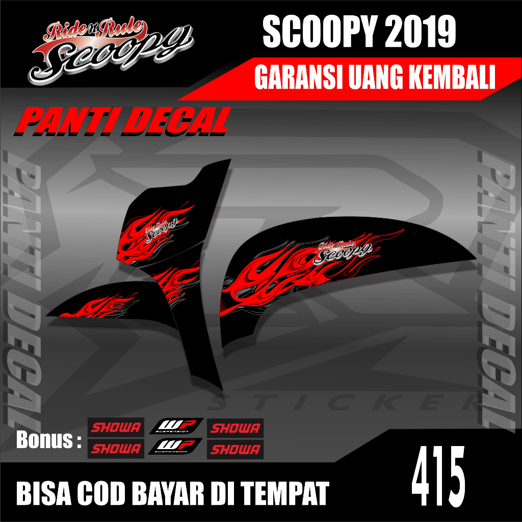 Striping scoopy 2019 motif API stiker honda Scoopy 2019 Stiker skotlait api