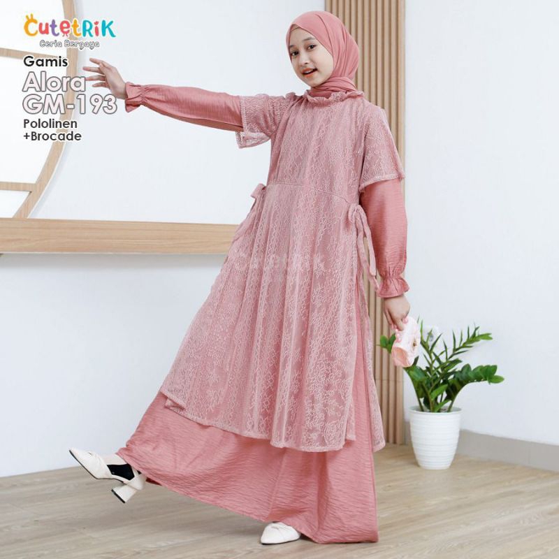 KOREAN STYLE - CUTETRIK GAMIS ANAK PEREMPUAN PESTA BRUKAT BROKAT KIANA MAHIRA MODEL ROMPI VEST KOREA