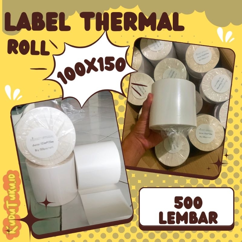 

LABEL STICKET THERMAL 100 X 150 mm ISI 500 LEMBAR - KERTAS THERMAL 100 X 500 X 500