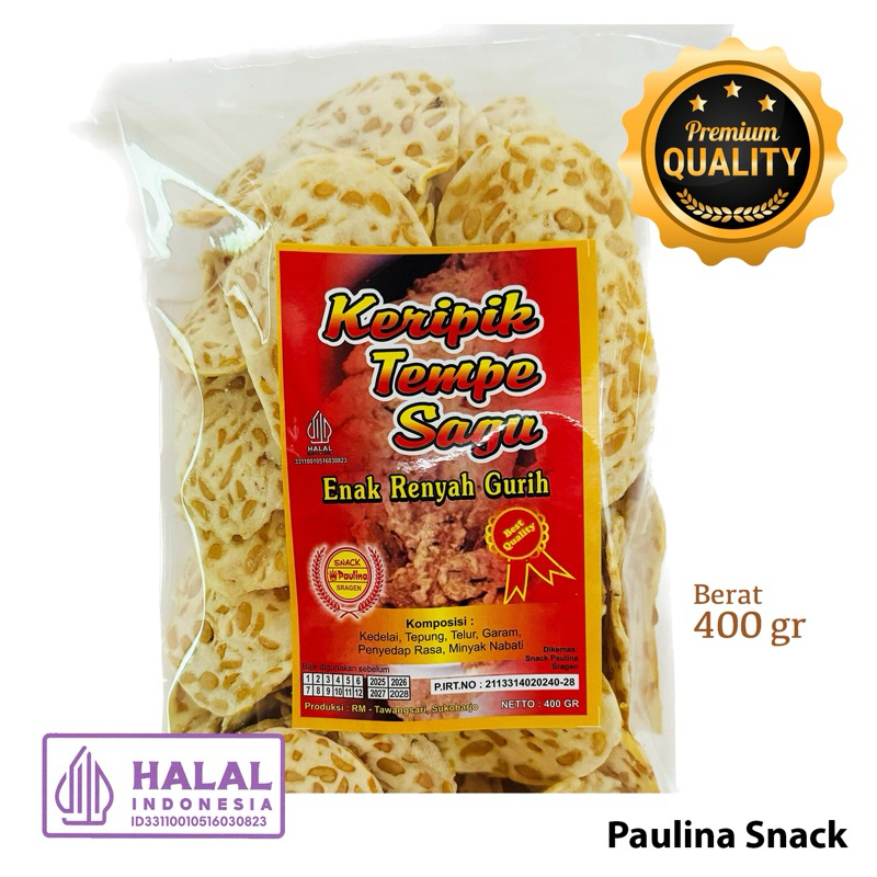 

PAULINA SNACK Kripik Tempe Sagu / Tempe Tepung / Kripik tempe Gurih asin