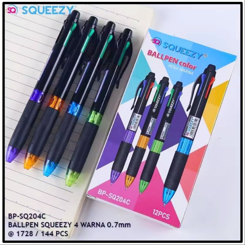 

1 Pcs Pulpen Squeezy 4 Warna BP-SQ204C