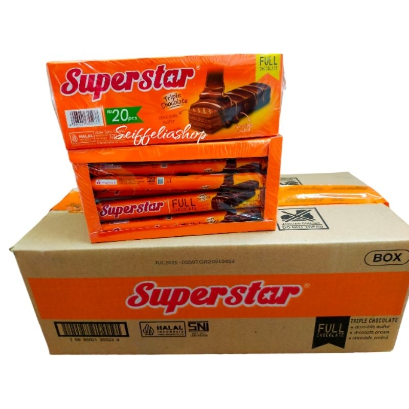 

SUPERSTAR Wafer Full Chocolate isi Banyak 1 box 20 pcs