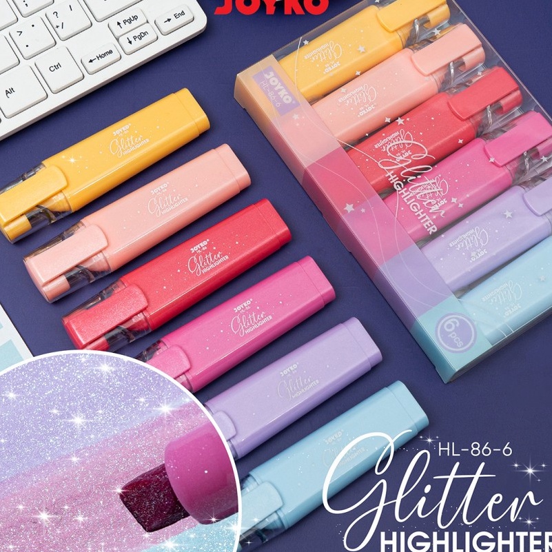 

HJ6 Hhlhter GLITTER JOYKO HL866WARNA GLITTER isi 6 warnaPenanda CatatanHhliter JOYKOPenanda Buku Catatan Notes