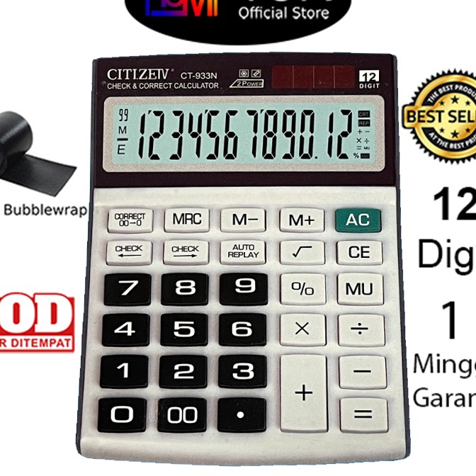 

KP8 Kalkulator CT933N 12 Dit Calculator Check Dual 2 Power