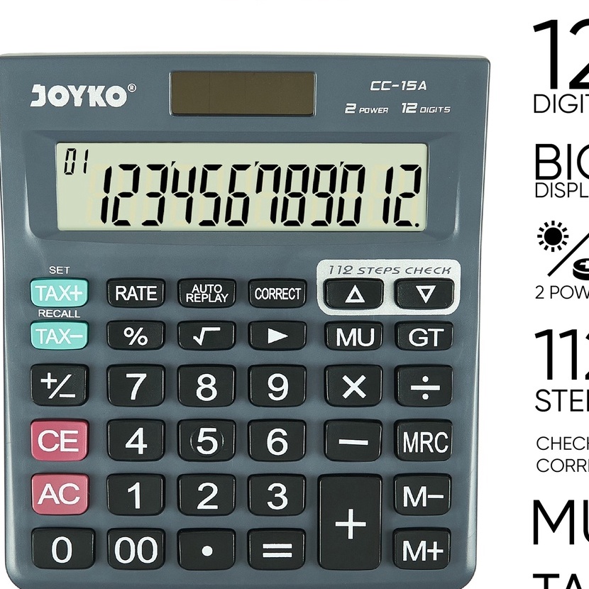

Mega Calculator Kalkulator Joyko CC15A 12 Dits Check Correct