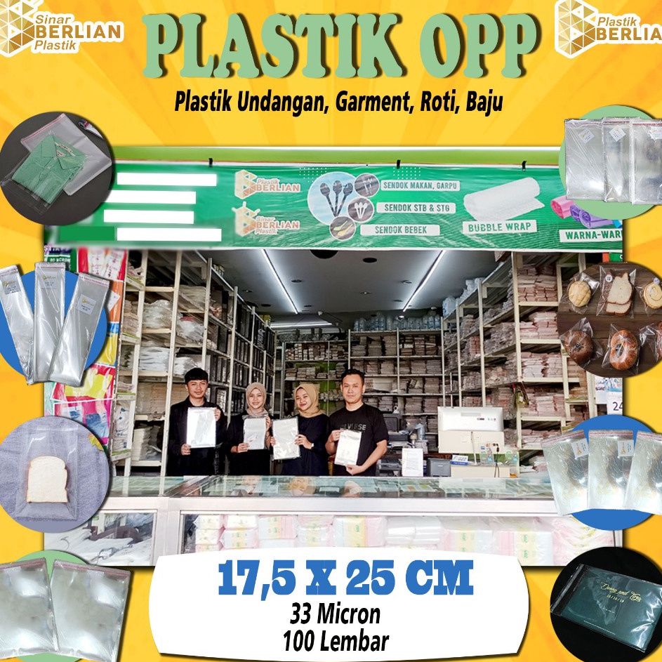 

HJ6 175 x 25 cm Plastik OPP TEBAL 1 lbr lemseal