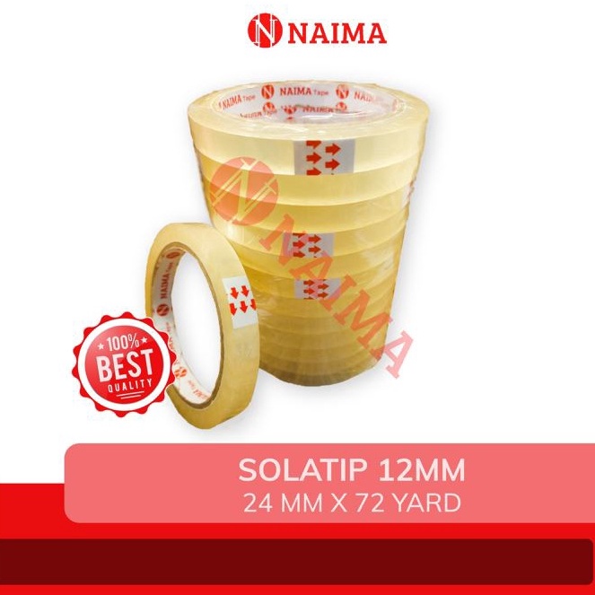 

Bonuskan 12pc Isolasi Selotip 12 inch x 72 YARD Solasi Solatip Lakban Bening 12mm Naima Tape