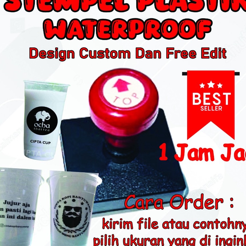 

KF7 stempel Gelas Cup Plastik MIka Sterofoam CustomFree Tinta 5 ML