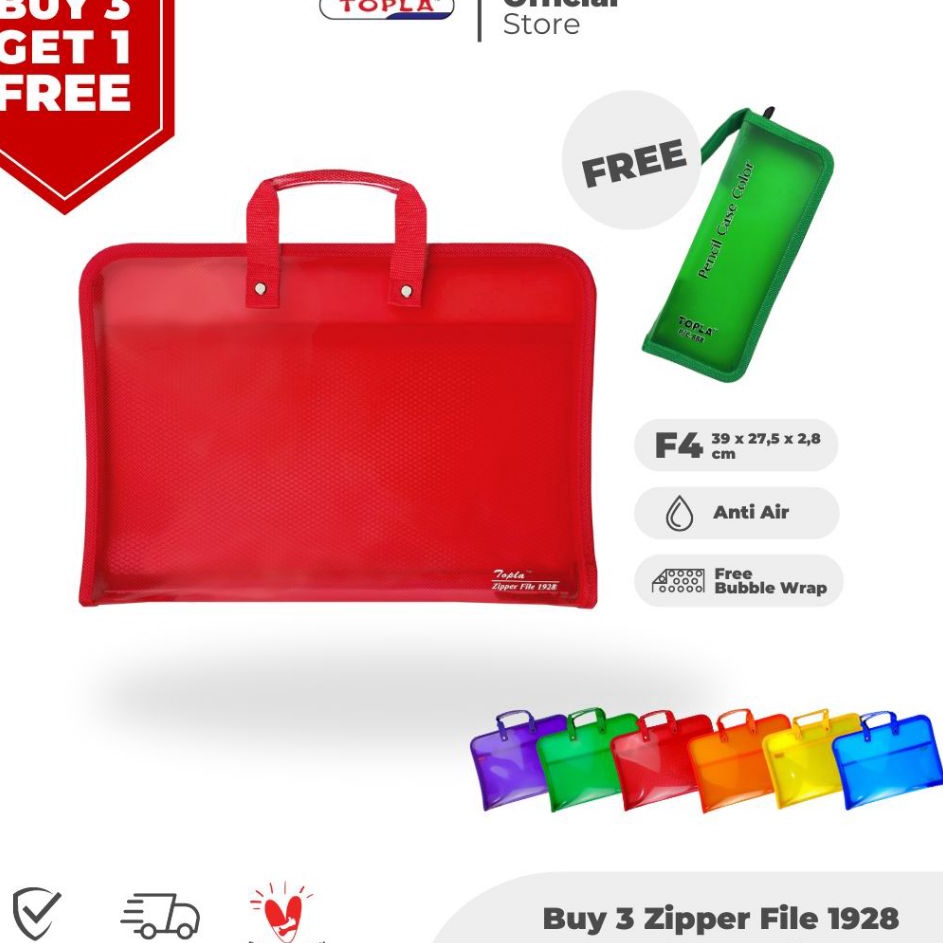 

FG2 TOPLA Zipper File 1928 Tas Sekolah Penyimpanan Dokumen F4 dengan Slot Jaring Alat Tulis