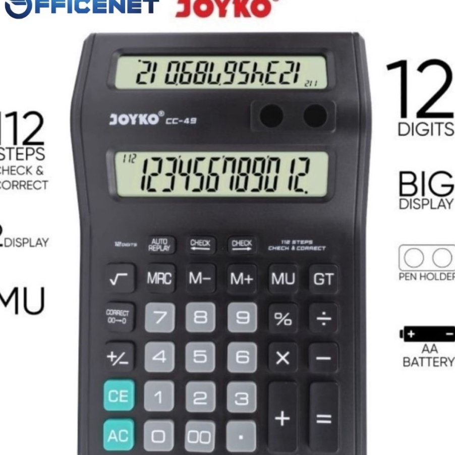 

KI3 KALKULATOR DAGANG 2 LAYAR CC 49 DUAL DISPLAY CALCULATOR 12 DIT JOYKO Gratis