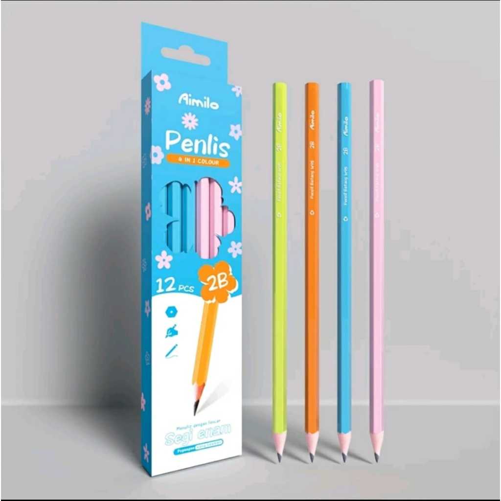 

12PCS/Kotak Pensil 2B Graphite Pensil Alat Tulis Sekolah Pensil 1 Pack