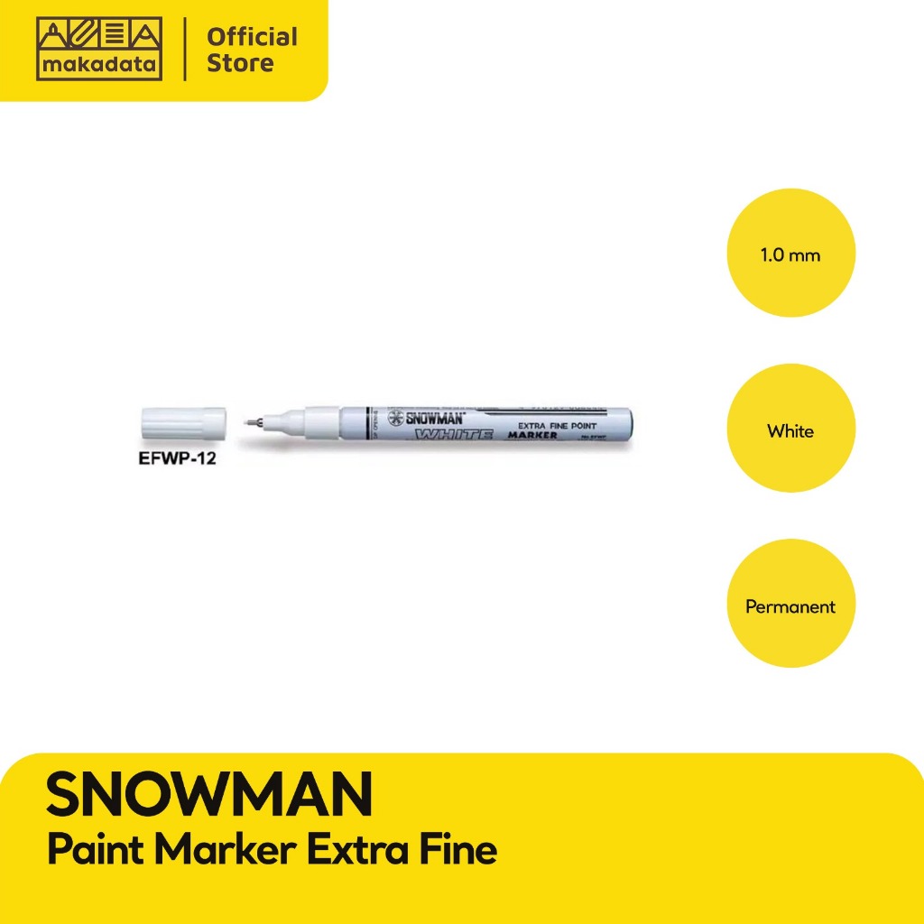 SPIDOL PERMANEN SNOWMAN EXTRA FINE POINT WHITE (KECIL) / PUTIH EFWP MURAH