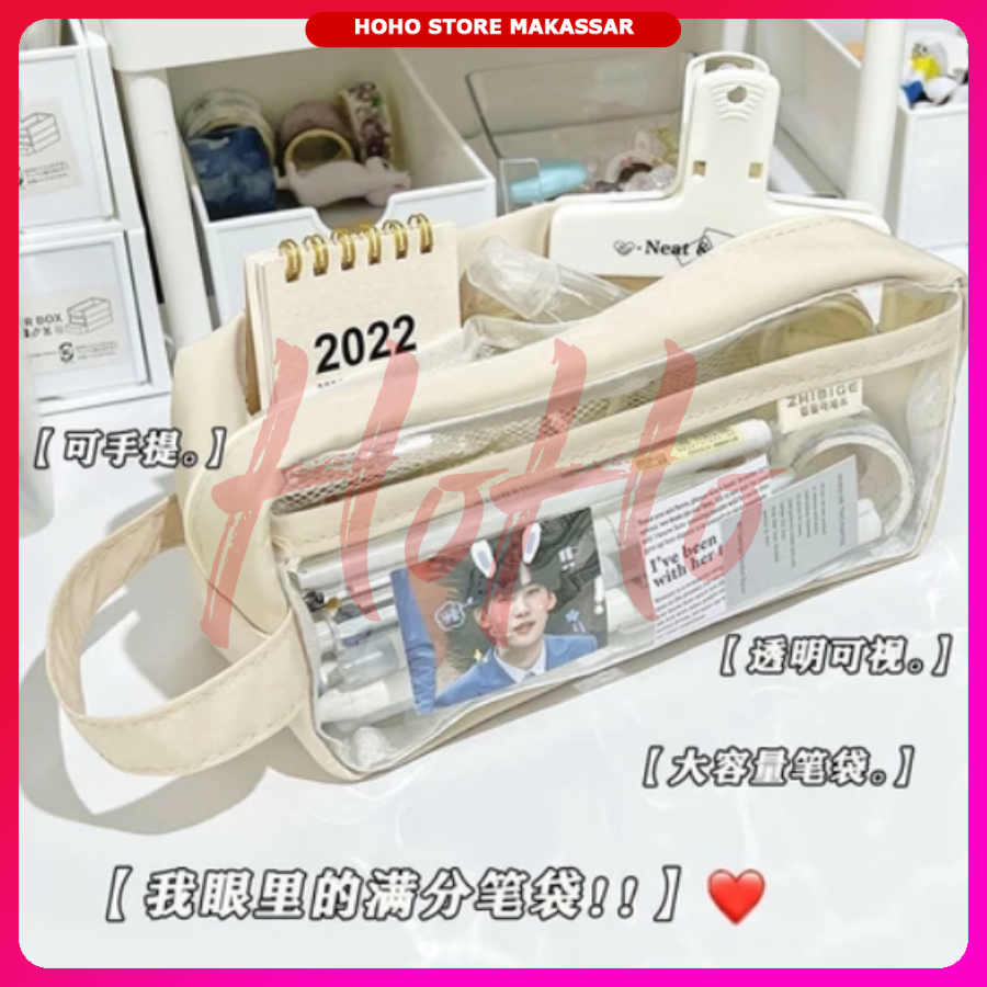 

Tempat Pensil Transparan Besar Kotak Penyimpanan Kosmetik Pouch Serbaguna - T4P52