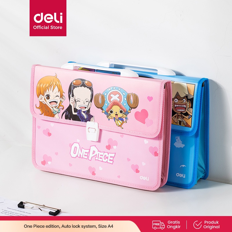 

Deli One Piece School Briefcase / Tas Dokumen A4 Lucu Kartun One Piece Dengan Sistem Auto Lock Multifungsi