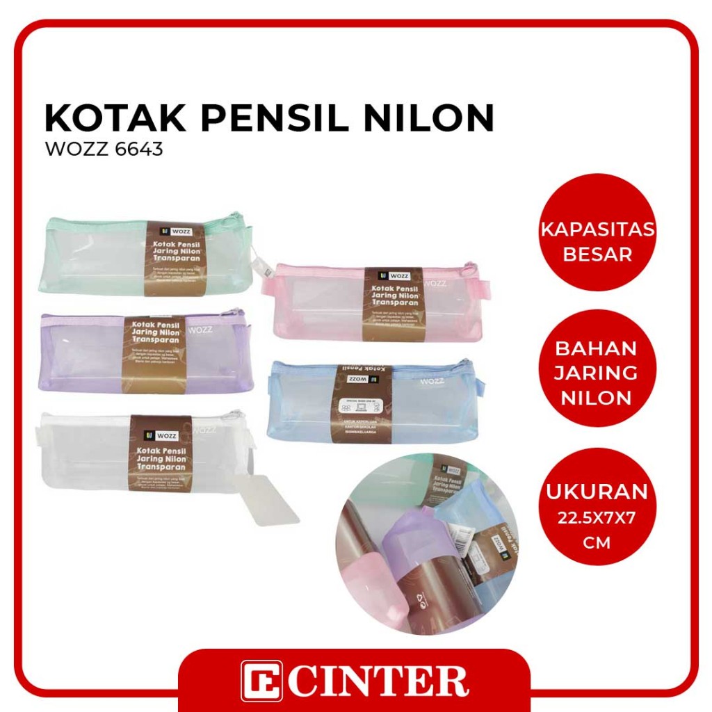 

WOZZ - TEMPAT PENSIL KAIN / PENSIL CASE / KOTAK PENSIL JARING NYLON TRANSPARAN 6643