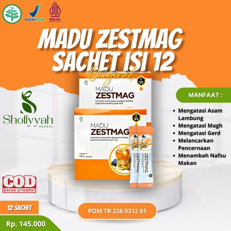 Madu zestmag sachet original isi 12 sachet obat asam lambung alami gerd magh perut kembung