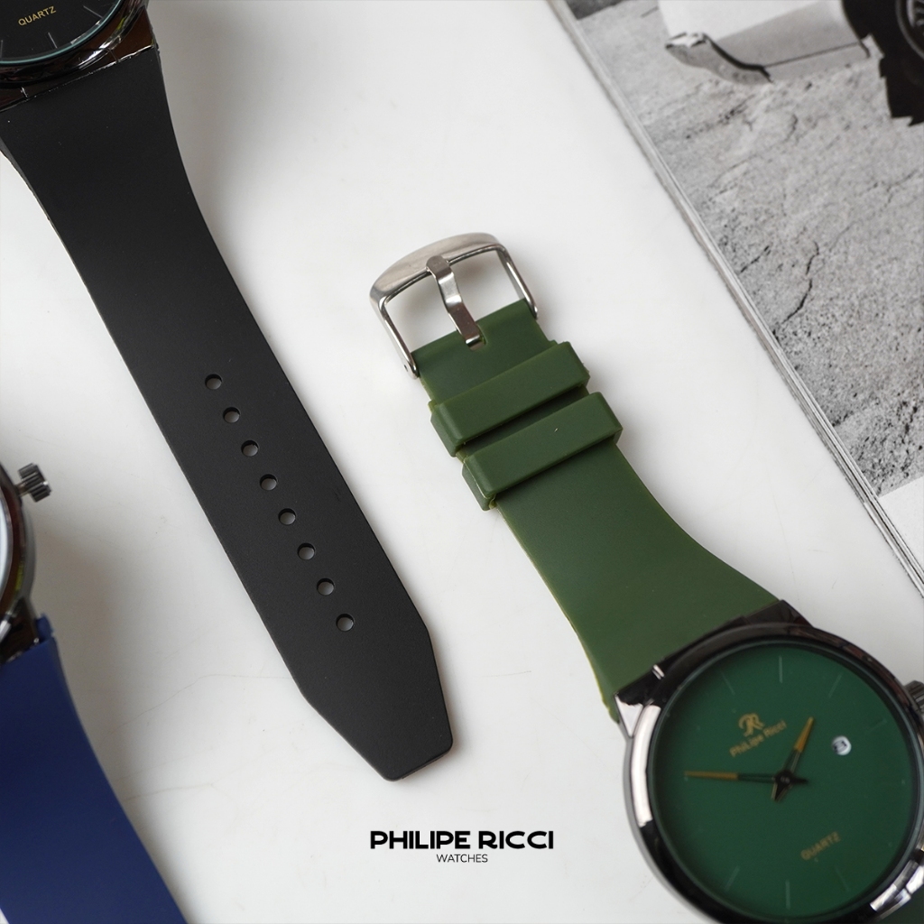 Promo Terbaru Philipe Ricci Jam Tangan Pria Karet Hitam Simple Terbaru Ori Tipis Keren 7553 Men