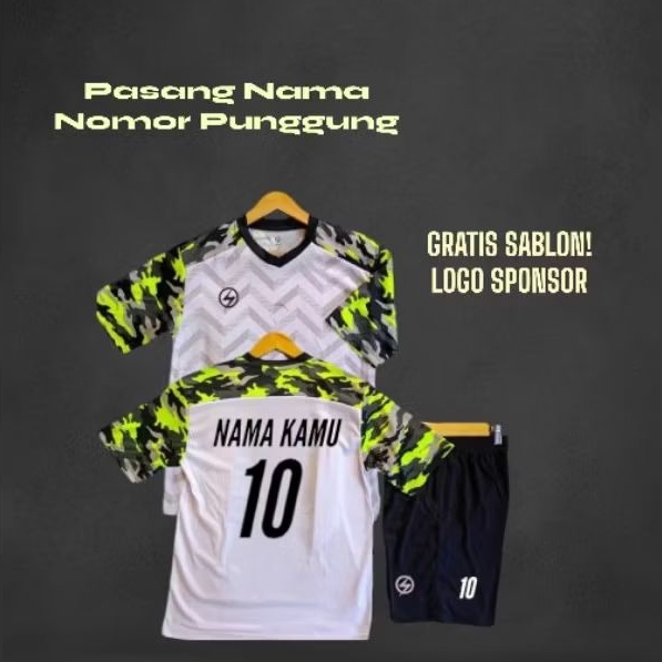 Jersey futsal pasang nama nomor punggung setelan baju bola dewasa