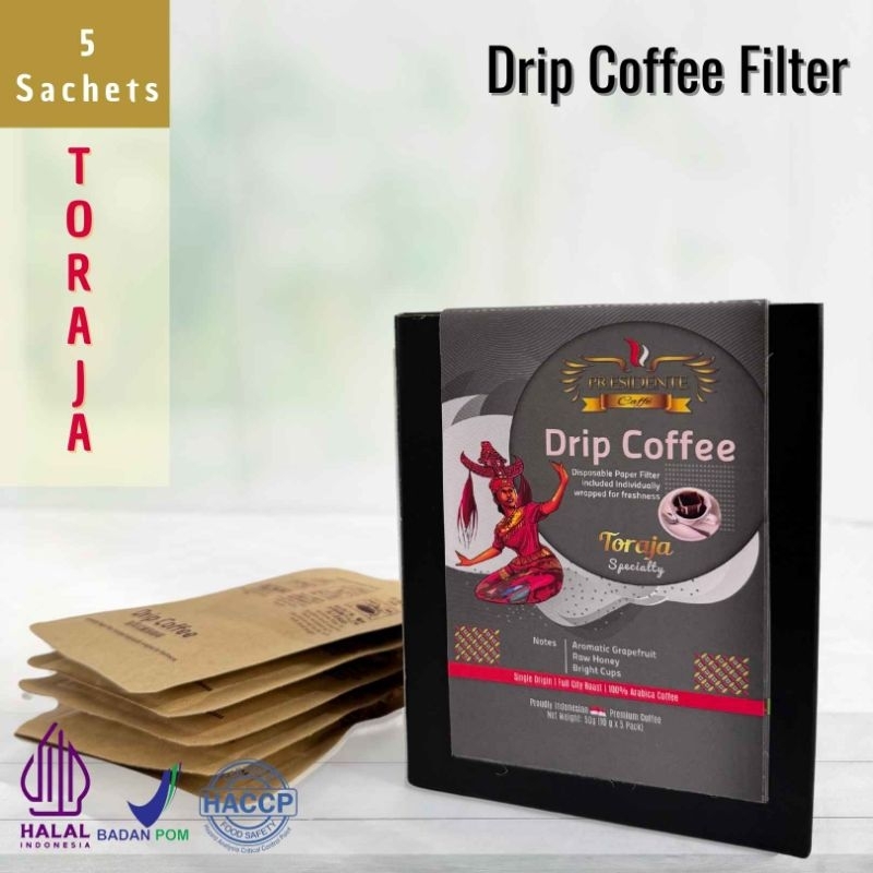 

Kopi Toraja specialty - Drip Caffee 5 saset - Presidente Caffe