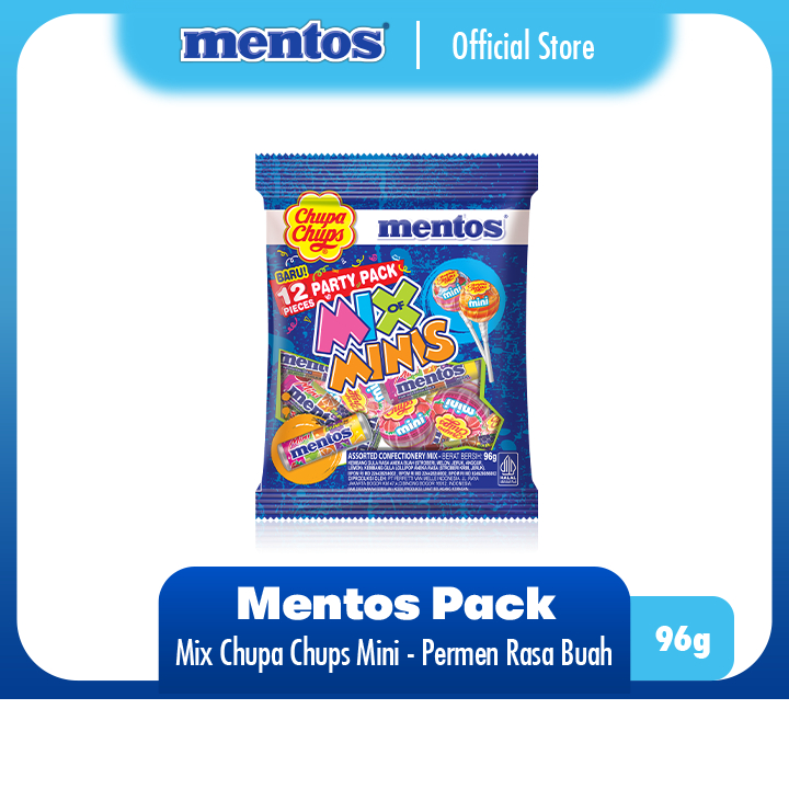 

Mentos Mix Chupa Chups Lollipops Mini 96g - Perment Mint Lolipop Rasa Aneka Buah