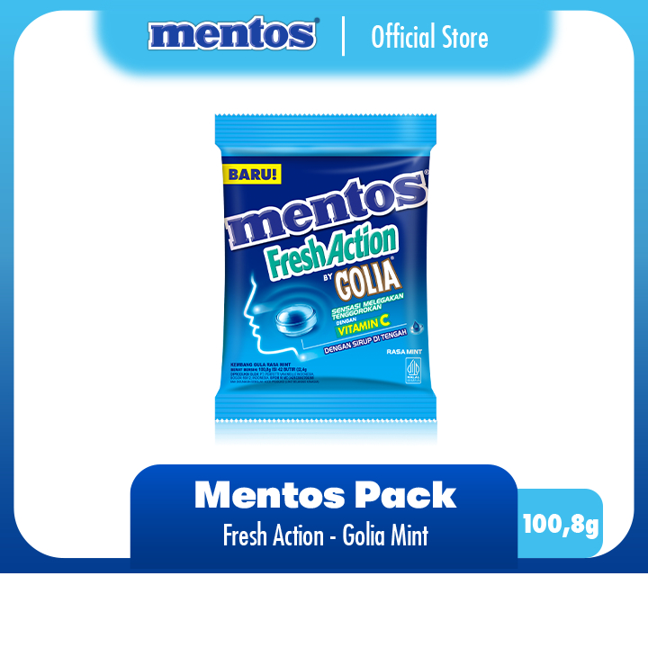 

Mentos Fresh Action Golia Mint 84g - Permen Pelega Tenggorokan Rasa Mint