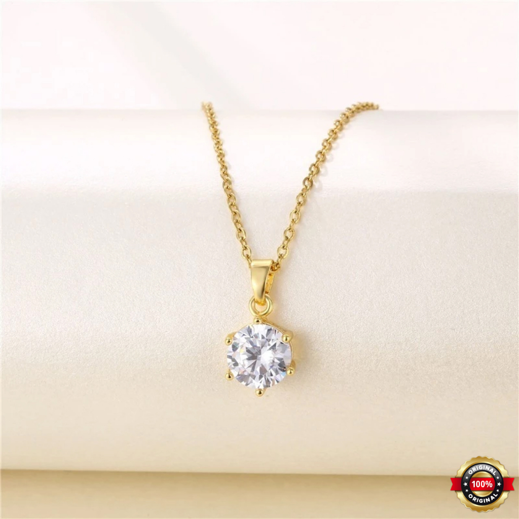 Kalung Titanium Nori Liontin Permata Gold