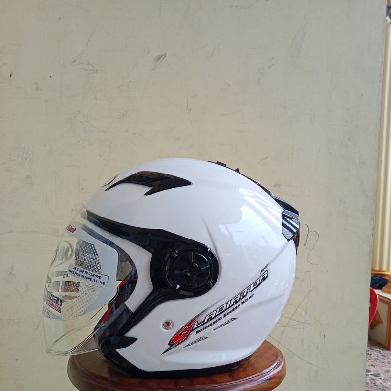 HELM NHK GLADIATOR SOLID WHITE DOUBLE VISOR