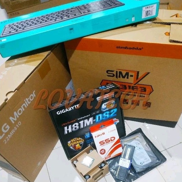 PC RAKITAN CORE I7 GEN 4 FULL SET CASE SIMBADDA |H81 GIGABYTE CI7 4790 RAM 16GB+ SSD 512GB SATA MONI