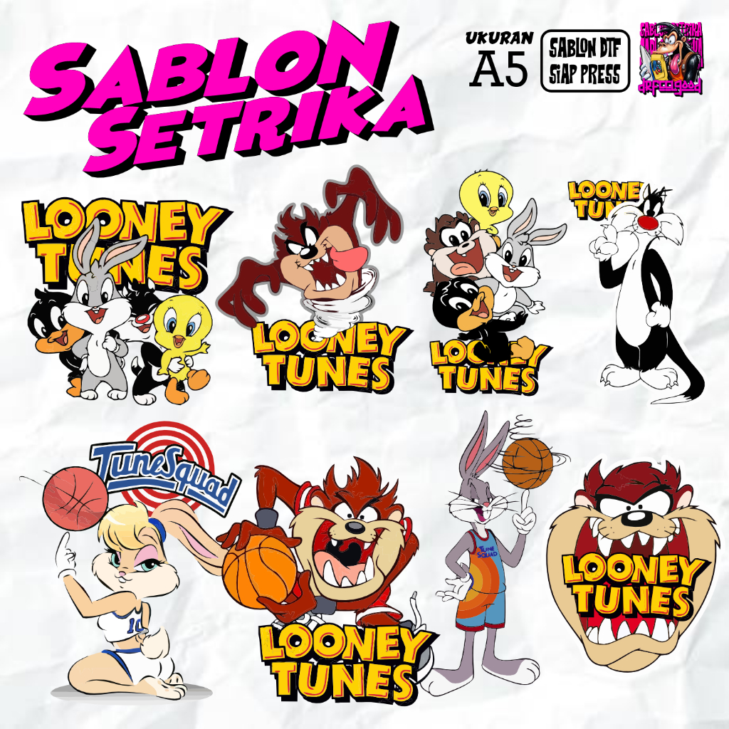 

STIKER DTF SABLON SETRIKA TEMA LOONEY TUNES CARTOON LUCU KEREN TERBARU QUOTE PRINTING, SABLON PRINTING KING DTF INDONESIA