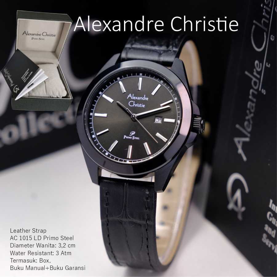 Alexandre Christie ORIGINAL 100% jam tangan wanita ac1015 full black leather Alexander Cristie kulit