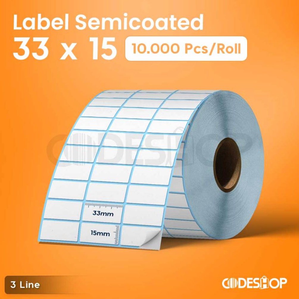 

KODE B29N LABEL STICKER BARCODE 33mm X 15mm 3 LINE SEMICOATED isi 1 pcs