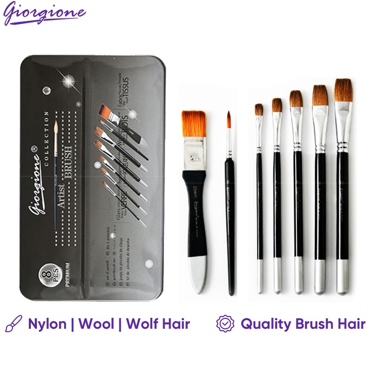 

KODE L16R Giorgione Kuas Lukis Paint Brush Set 8 Pcs