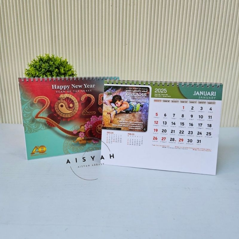 

kalender meja standar tahun 2025 motivasi Ao 902 ukuran 21x16 cm( terima castume cetak merek)