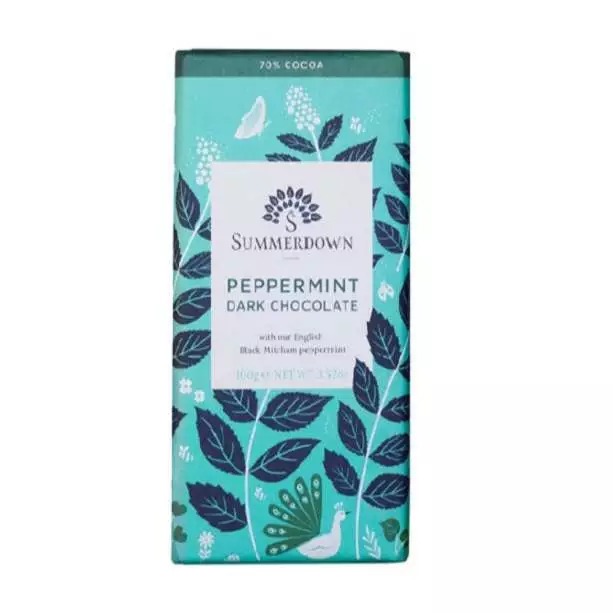 

Cemilan Cokelat Vegan Summerdown Dark Chocolate Peppermint Bar 70% Cacao 100 gr - Less Sugar