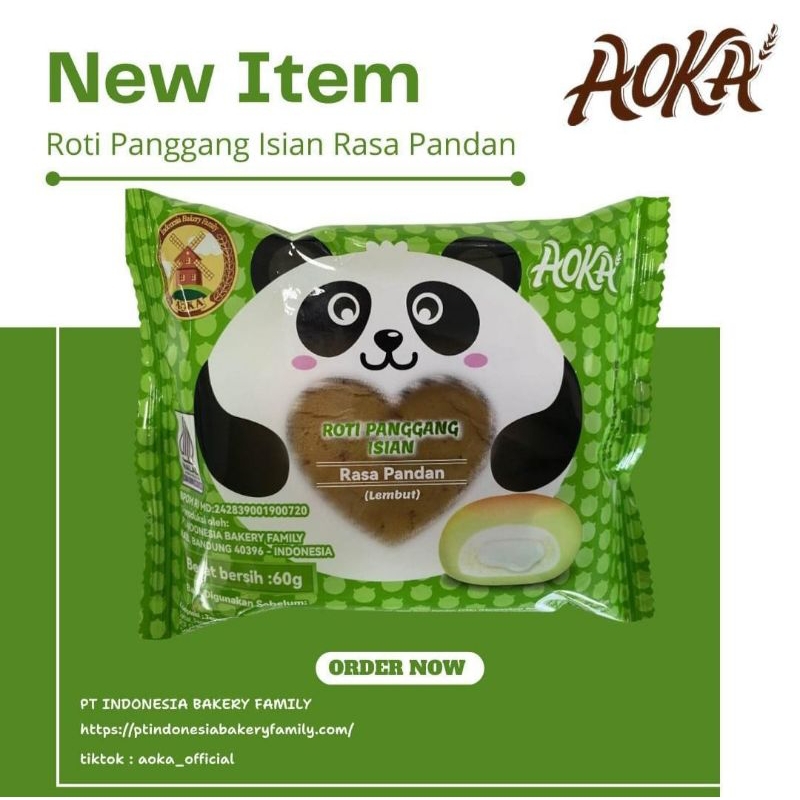 

PAKET ROTI AOKA PANGGANG AOKA PANDA RASA PANDAN 60 GRAM