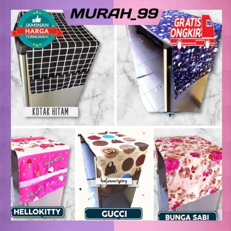 Taplak Kulkas Sarung Cover Kulkas 1 Dan 2 Pintu Motif Karakter Kain Tebal Dengan Kantong MURAH.99